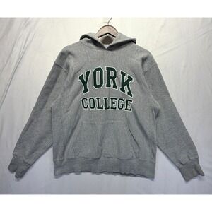 VTG The Cotton Exchange Hoodie Men Large Heather Gray York College Logo Pullover